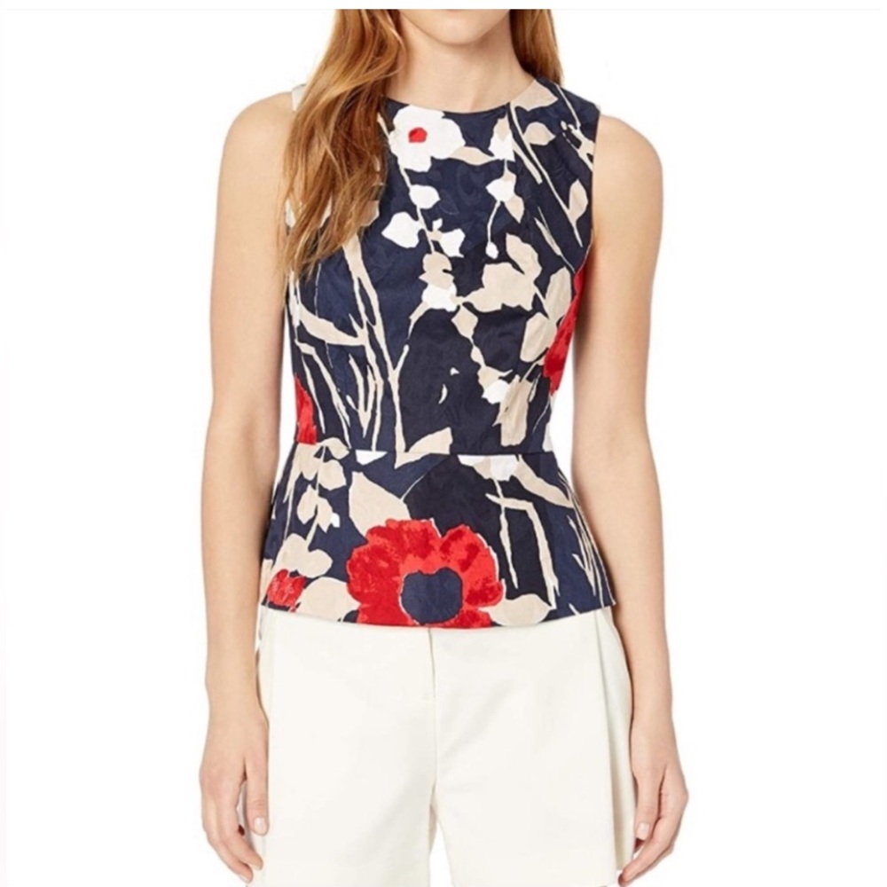 Trina Turk Milagro Floral-Print Peplum Top